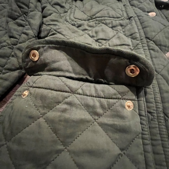 J. Crew Quilted Downtown Field Green Cotton Zip Gold Snap Jacket XS - Picture 5 of 13